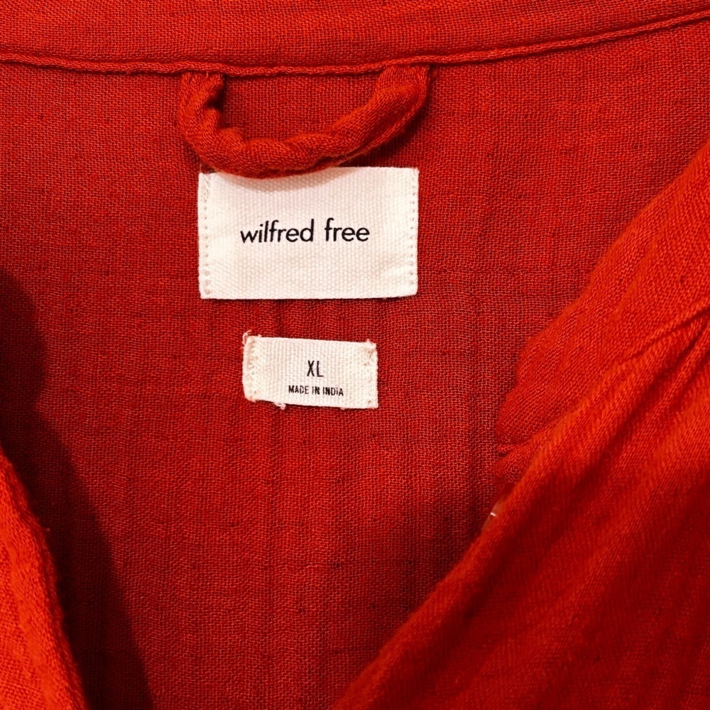Wilfred Free Organic Cotton Gauzy Shirt Dress Rust Orange Red Sz XL - Picture 3 of 9